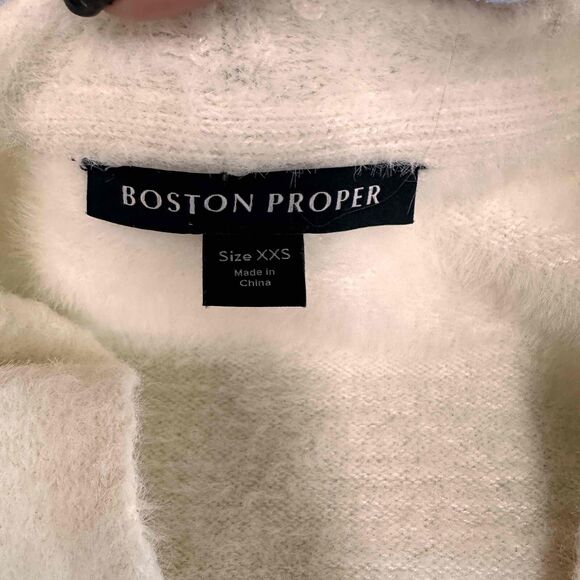 Boston Proper Ivory Long-Sleeve V-Neck Button-Up Cardigan Size XX-Small - Picture 7 of 8